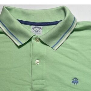 Brooks Brothers 1818 Performance Polo  Mens Large Slim Fit Green Pique Cotton